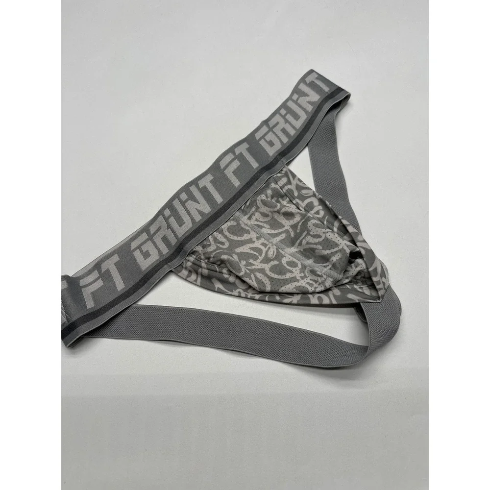 FT Grunt Men's Gray Jockstrap Underwear Graffiti Design‎ Boxer Briefs